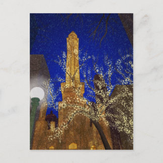 Winter Night at the Water Tower Postcard