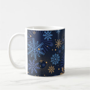 Winter Night: Blue Snowflake Pattern. Coffee Mug