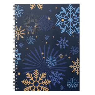 Winter Night: Blue Snowflake Pattern. Notebook