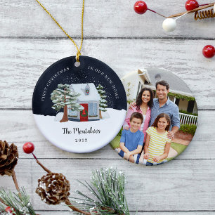 Winter Night First Christmas in Our New Home Ceramic Tree Decoration