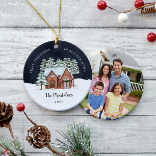 Winter Night First Christmas in Our New Home Ceramic Tree Decoration