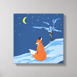 Winter Night Fox Canvas Print