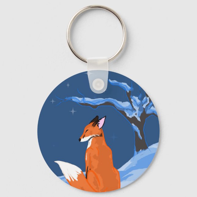 Winter Night Fox Key Ring (Front)