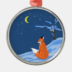 Winter Night Fox Metal Tree Decoration