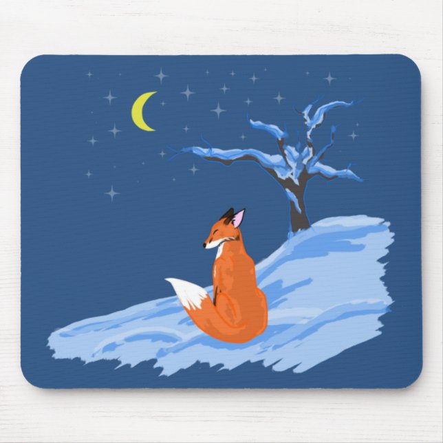 Winter Night Fox Mouse Mat (Front)