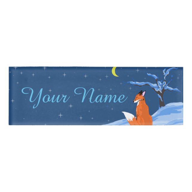Winter Night Fox Name Tag (Front)