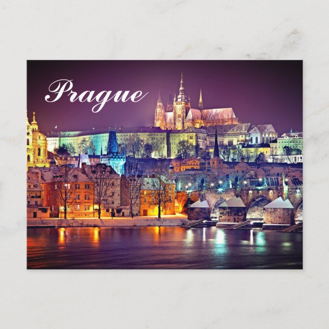 Winter night in Prague czech republic Postcard (Front)