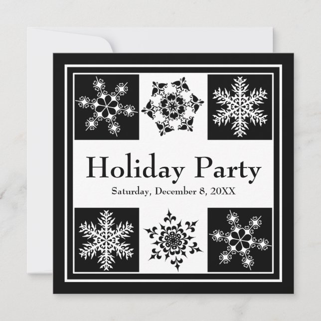 Winter Night Party Elegant Snowflakes Christmas Invitation (Front)