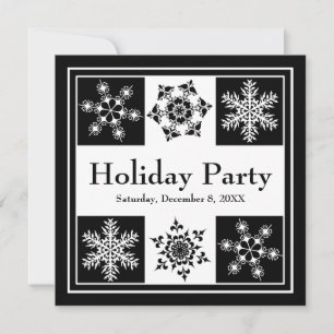 Winter Night Party Elegant Snowflakes Christmas Invitation