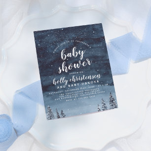 Winter Night Sky Gender Neutral Baby Shower Invitation Postcard