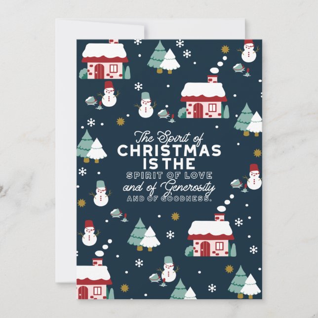 Winter Night Village Scene with Christmas Spirit Thank You Card (Front)