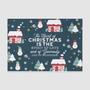 Winter Night Village Scene with Christmas Spirit Tissue Paper