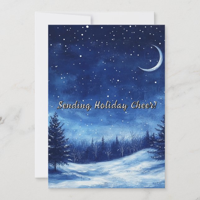 Winter Night Watercolor Christmas Season Holiday (Front)