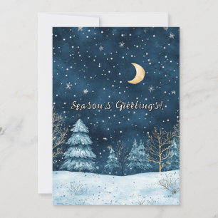 Winter Night Watercolor Christmas Season Holiday