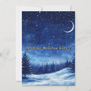 Winter Night Watercolor Christmas Season Holiday Card