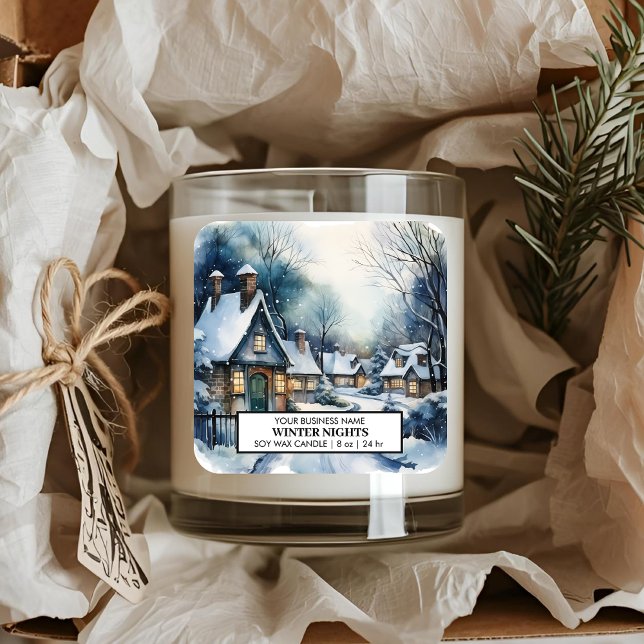 Winter Nights Candle | Cosy Christmas Cottage Square Sticker (Creator Uploaded)
