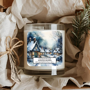 Winter Nights Candle Cozy Christmas Cottage Square Sticker
