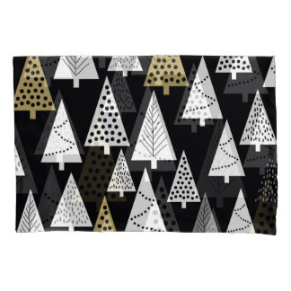 Winter Nights: Gold-Silver Trees. Pillowcase