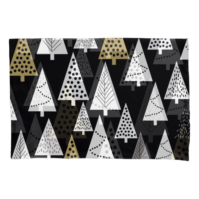 Winter Nights: Gold-Silver Trees. Pillowcase (Front)