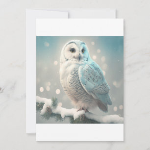 Winter Nights Snowy Owl , Christmas T-Shirt Holiday Card