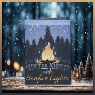 Winter Nights with Bonfire Lights Holiday Card