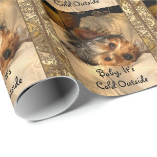 Winter Nights Yorkie 15 feet of Wrapping Paper
