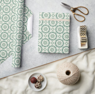 Winter Nordic Sweater Pattern with Mint Wrapping Paper