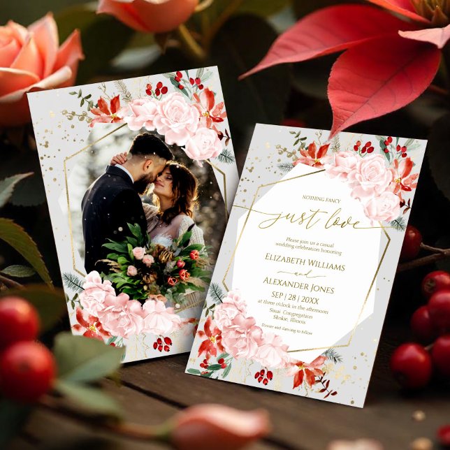 Winter Nothing Fancy Just Love Wedding Photo Invitation (Creator Uploaded)
