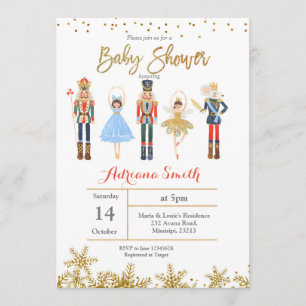 Winter Nutcracker baby shower Invitation Gold