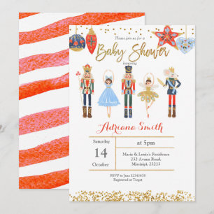 Winter Nutcracker baby shower Invitation Red