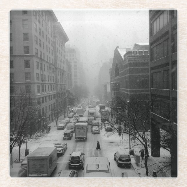 Winter NYC Glass Coaster (Front)