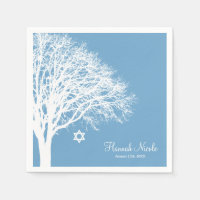 Winter Oak Tree Blue White Bat Mitzvah Custom