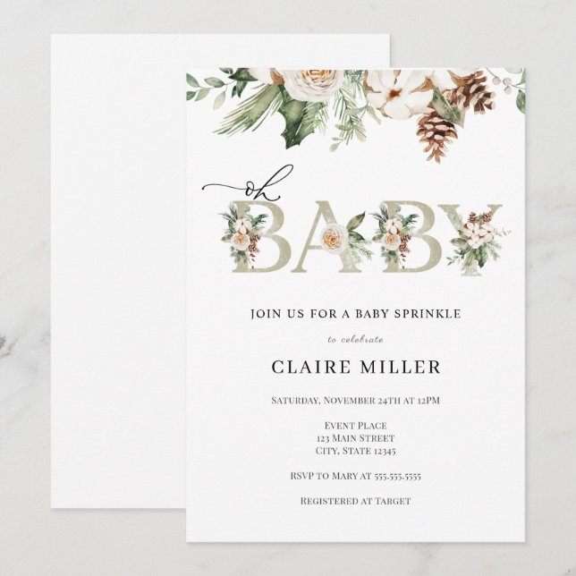 Winter Oh Baby Sprinkle Invitation (Front/Back)