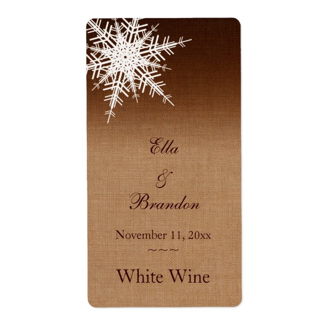 Winter Ombre Wedding Wine Label (Front)