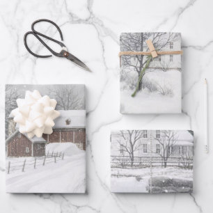 Winter On the Farm Wrapping Paper Sheet