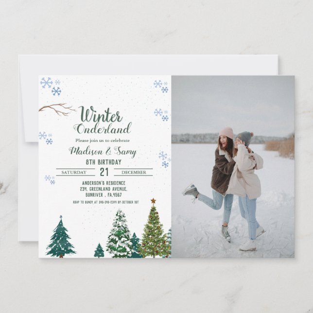 Winter onderland Christmas Birthday party Invitation (Front)