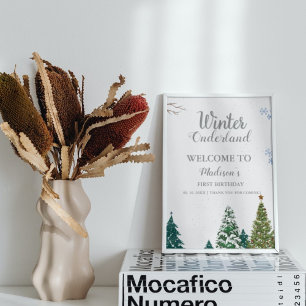 WInter Onderland CHristmas Welcome Birthday party Poster