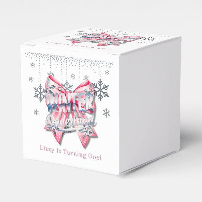 Winter Onderland Girl 1st. Birthday Party  Favour Box (Front Side)