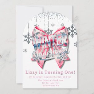 Winter Onderland Girl 1st. Birthday Party Favour Invitation