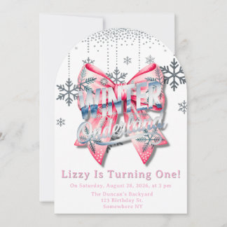 Winter Onderland Girl 1st. Birthday Party Favour Invitation