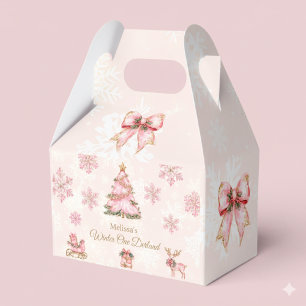 Winter Onderland Girl 1st Birthday Pink Snowflake Favour Box