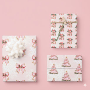 Winter Onderland Girl 1st Birthday Pink Wrapping Paper Sheet