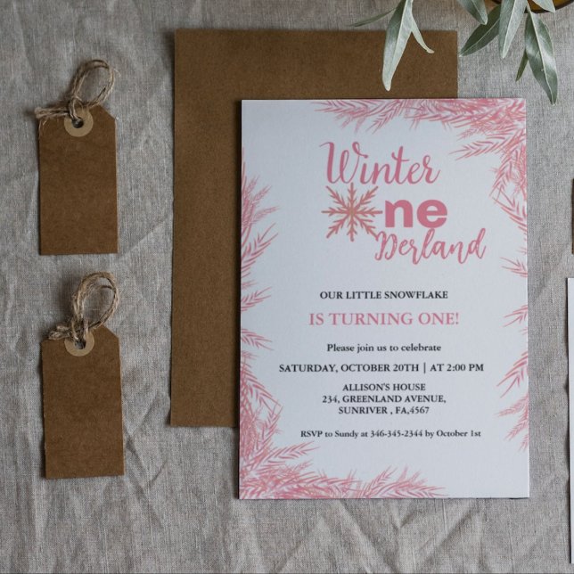 Winter Onderland  Girl First Birthday Party Invitation (Creator Uploaded)