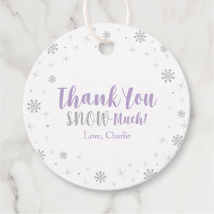 Winter onderland, Silver & Purple Girl Baby Shower Favour Tags