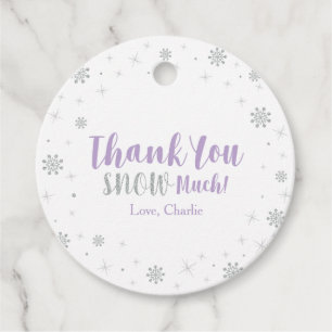 Winter onderland, Silver & Purple Girl Birthday Favour Tags