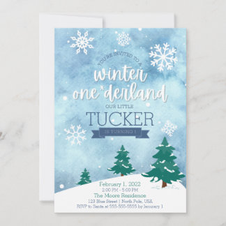 Winter One-derland 1st Birthday Party Invitation