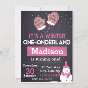 Winter One-derland (pink) Invitation