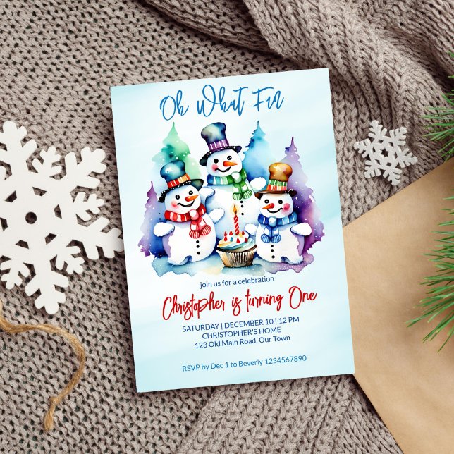 Winter onederalnd cute snowmen birthday party invitation (Winter onederland birthday party editable template invitation digital download  cute snowmen cupcake)