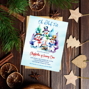 Winter onederalnd snowmen birthday party invite