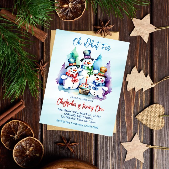 Winter onederalnd snowmen birthday party invite (Winter onederalnd cute snowmen birthday party budget invitation affordable party invitation for kids)